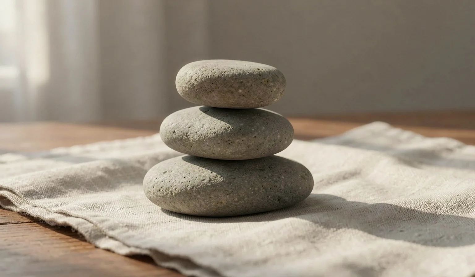 Sculptural stone balance representing lifestyle equilibrium